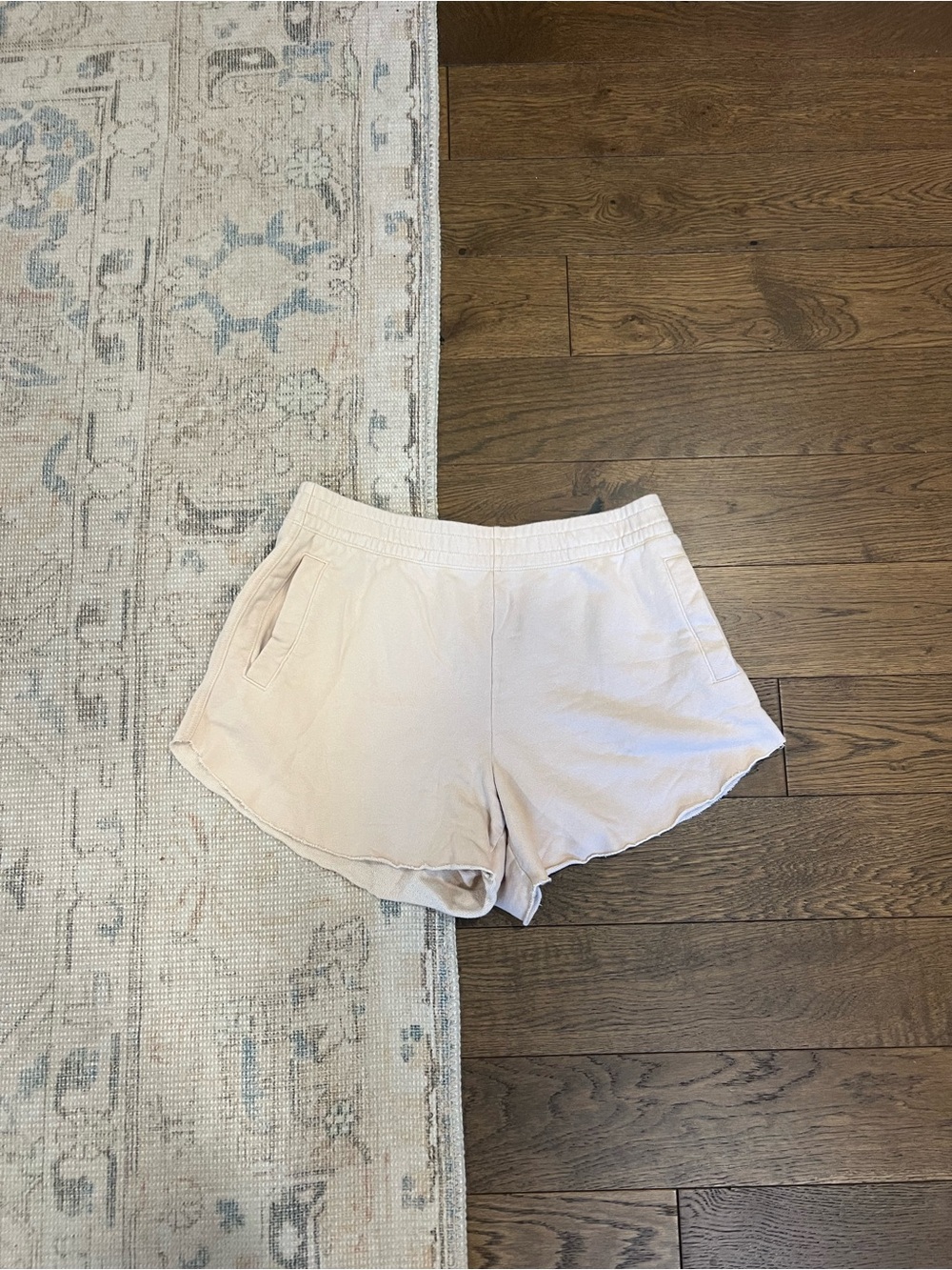 aerie Cream Elastic Waist Athletic Shorts